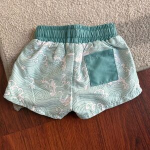 Caden Lane Teal Wave Pattern Kids Shorts